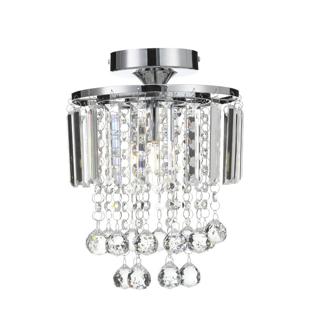 Chrome 23x26cm Bedroom Crystal LED Ceiling Light