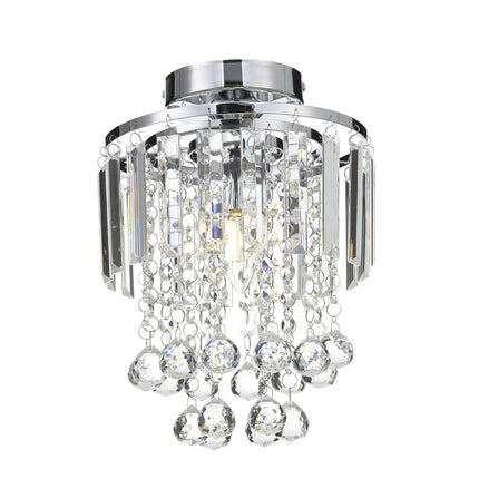 Chrome 23x26cm Bedroom Crystal LED Ceiling Light