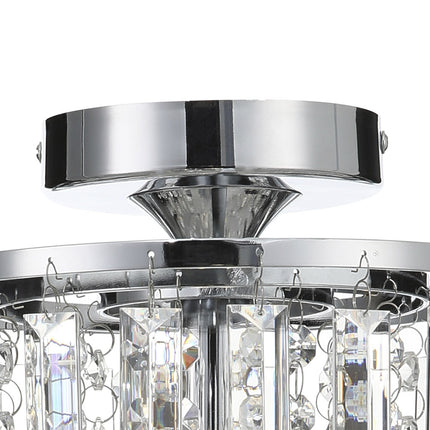Chrome 23x26cm Bedroom Crystal LED Ceiling Light