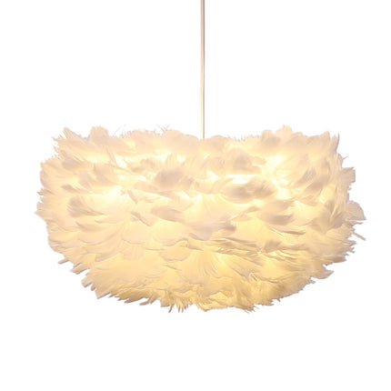 White 50x120cm Chic Feather 3 Light Pendant Light