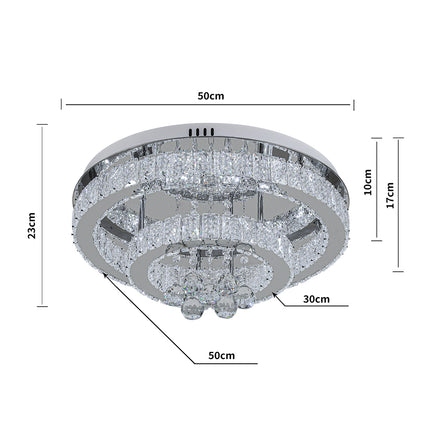Double Tier Round Crystal Ceiling Light Cool White Light