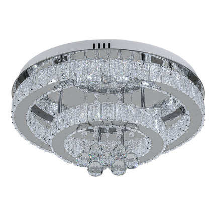 Double Tier Round Crystal Ceiling Light Cool White Light