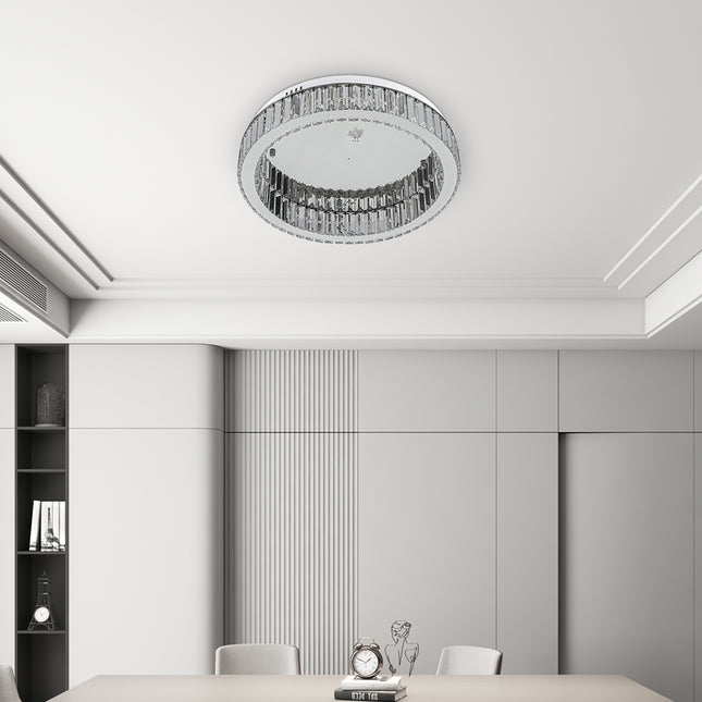 Modern Round Crystal Ceiling Light with Cool White Light