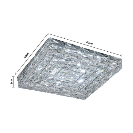 Modern Square Crystal LED Ceiling Light Cool White Light