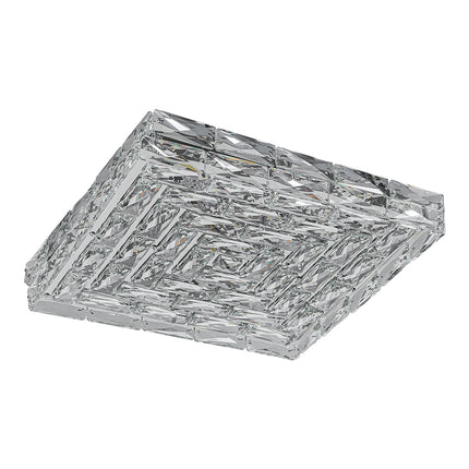 Modern Square Crystal LED Ceiling Light Cool White 40x40cm