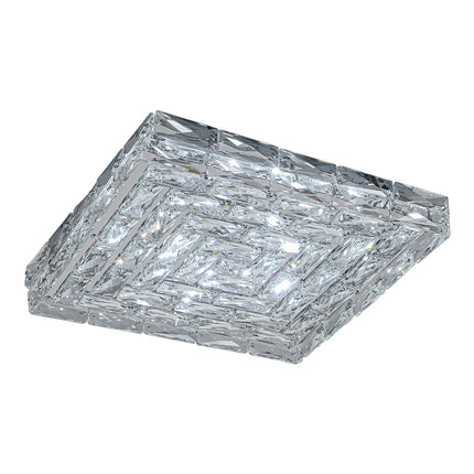 Modern Square Crystal LED Ceiling Light Cool White 40x40cm