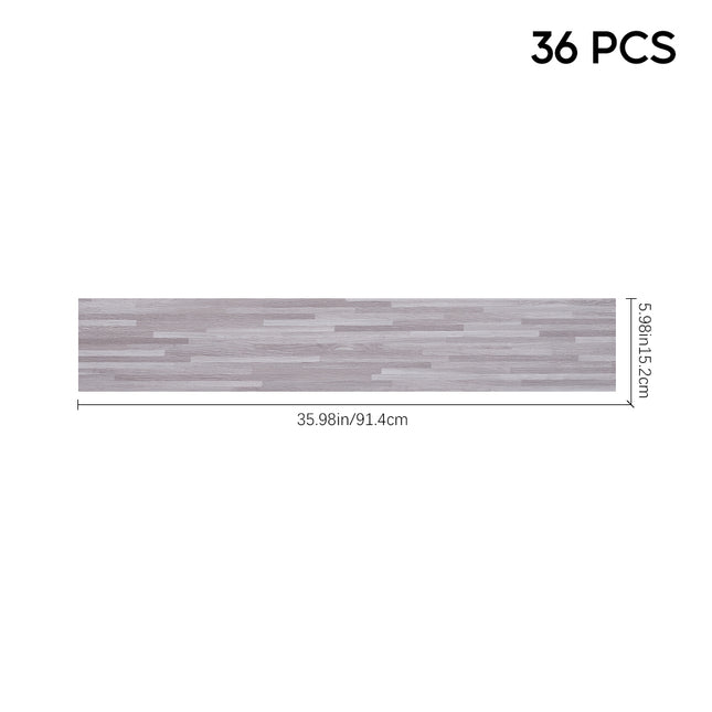 36Pcs Rustic Wood Grain Self-adhesive PVC Flooring 91x15 cm