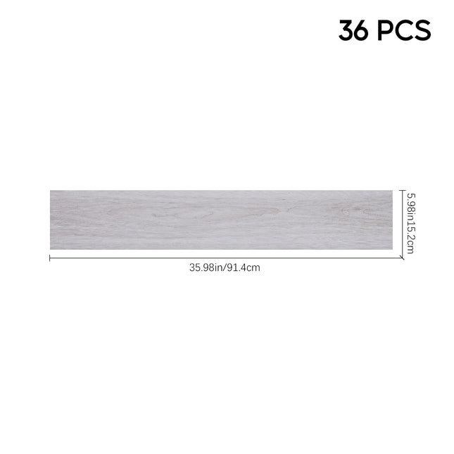 36 Pcs Rustic Wood Grain Self-adhesive PVC Flooring 91x15 cm