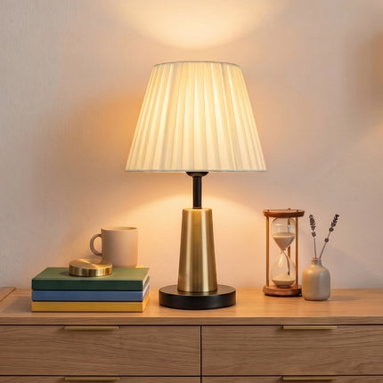 Table Lamp with Pleated Fabric Lampshade