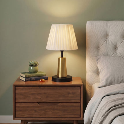 Table Lamp with Pleated Fabric Lampshade