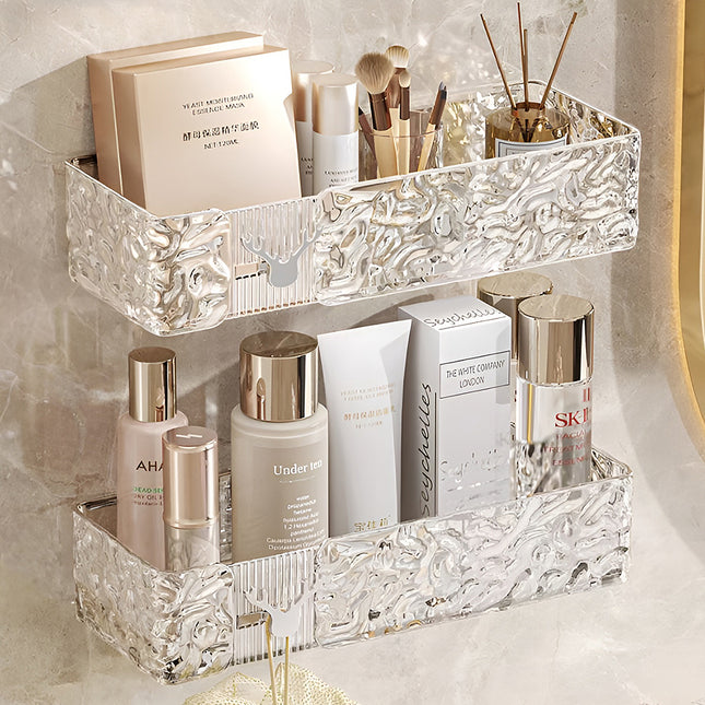 Set of 2 Wall Mounted Rectangular Shower Caddies 28 x 6cm