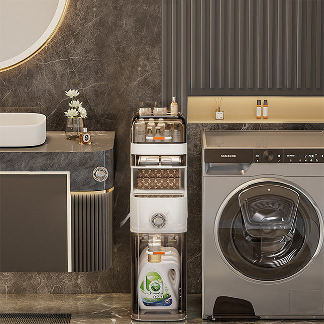 5 Tier Narrow Storage Organiser with Drawers and Wheels 95cm High