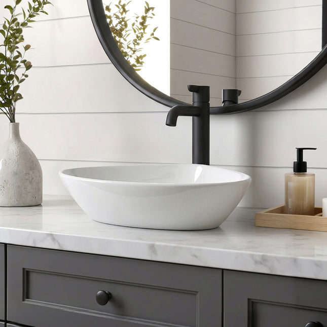 Ceramic Countertop Washbasin with Waste Kit