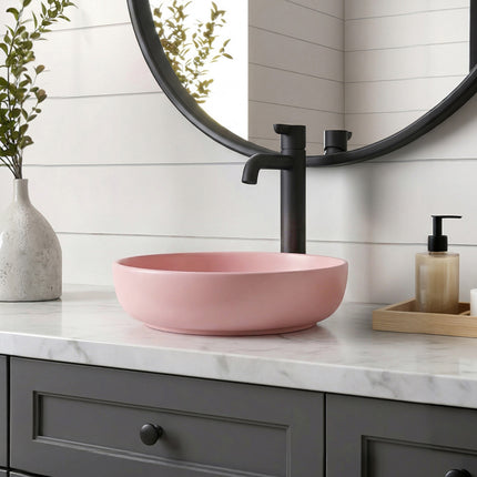 Round Ceramic Countertop Washbasin Vessel Sink