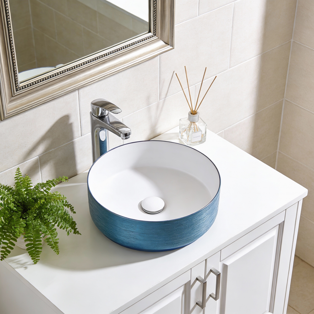 Round Ceramic Countertop Washbasin Vessel Sink