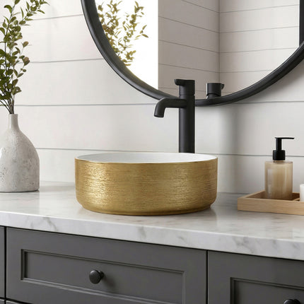 Round Ceramic Countertop Washbasin Vessel Sink