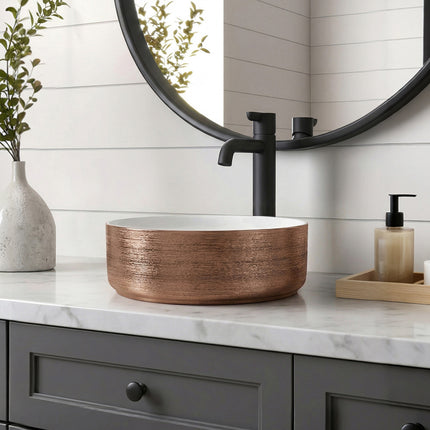 Round Ceramic Countertop Washbasin Vessel Sink