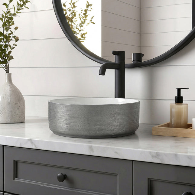 Round Ceramic Countertop Washbasin Vessel Sink
