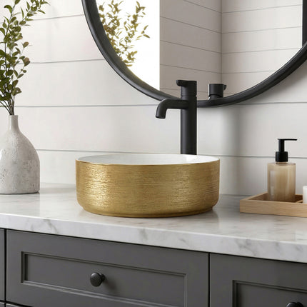 Round Ceramic Countertop Washbasin Vessel Sink