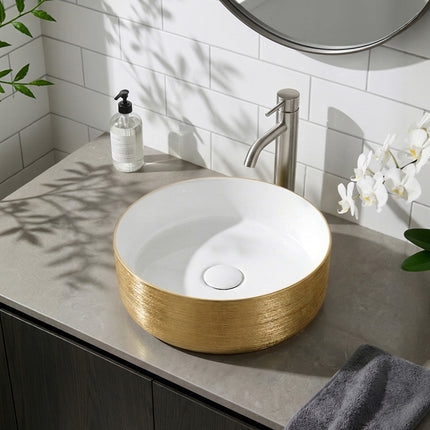 Round Ceramic Countertop Washbasin Vessel Sink