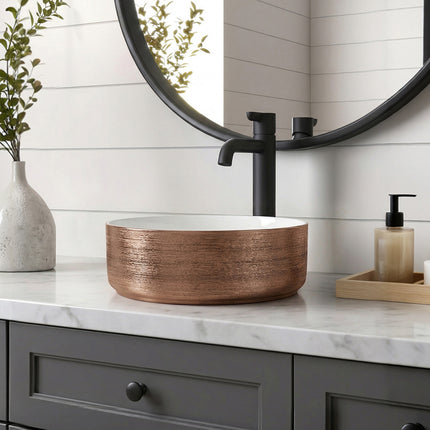 Round Ceramic Countertop Washbasin Vessel Sink