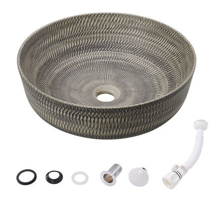 Ceramic Countertop Washbasin Vessel Sink with Waste Kit