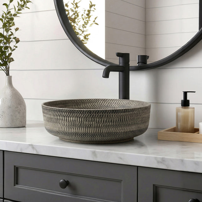 Ceramic Countertop Washbasin Vessel Sink with Waste Kit