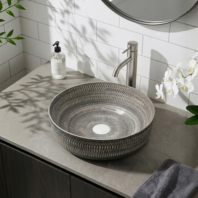 Ceramic Countertop Washbasin Vessel Sink with Waste Kit