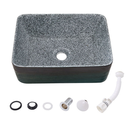Ceramic Countertop Washbasin Vessel Sink with Waste Kit