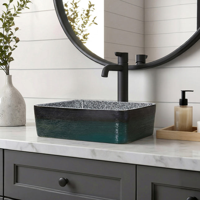 Ceramic Countertop Washbasin Vessel Sink with Waste Kit