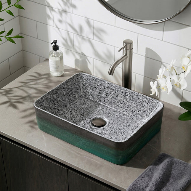 Ceramic Countertop Washbasin Vessel Sink with Waste Kit