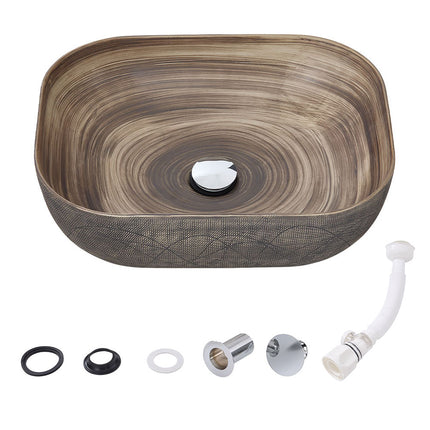 Ceramic Countertop Washbasin Vessel Sink with Waste Kit