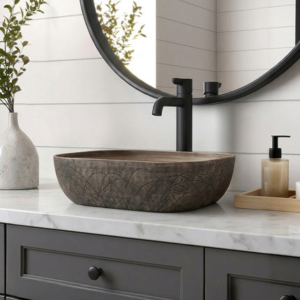 Ceramic Countertop Washbasin Vessel Sink with Waste Kit