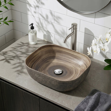 Ceramic Countertop Washbasin Vessel Sink with Waste Kit