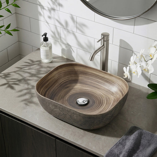 Ceramic Countertop Washbasin Vessel Sink with Waste Kit