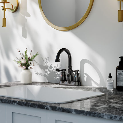 Double Handle Bathroom Sink Faucet with Drainer