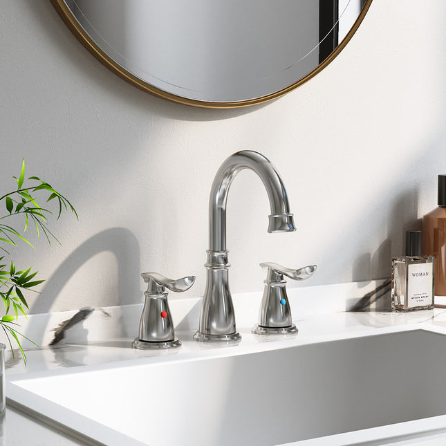 Double Handle Bathroom Sink Faucet with Drainer
