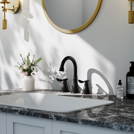 Double Handle Bathroom Sink Faucet with Drainer
