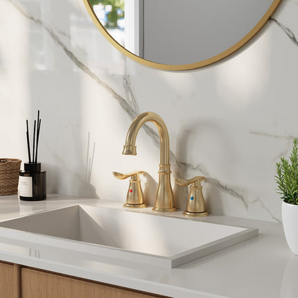 Double Handle Bathroom Sink Faucet with Drainer