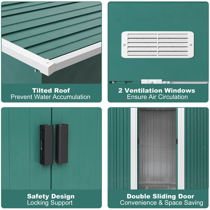 4ft x 6ft Metal Garden Shed Outdoor Tool shed Dark Green