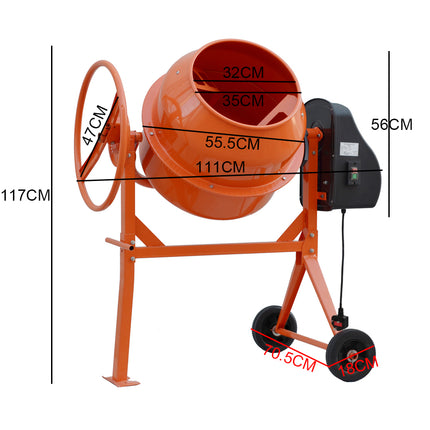 Electric Mobile Cement Mixer Drum for Concrete Plaster Grouting Machine, 120L