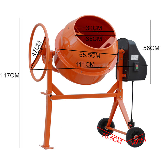Electric Mobile Cement Mixer Drum for Concrete Plaster Grouting Machine, 120L
