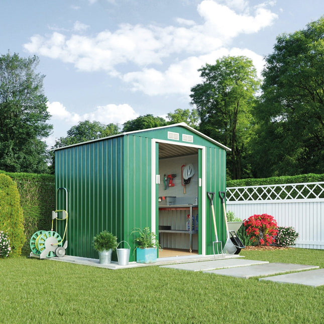 12pcs Metal Steel Corrugated Roof Sheets Roofing Cladding Garage, Green