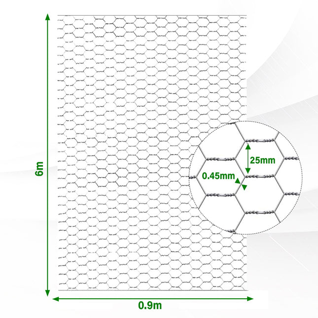 Fence Panels Galvanised Iron Wire Net Animal Cage Protective Mesh Grid 2.5CM 90x600CM