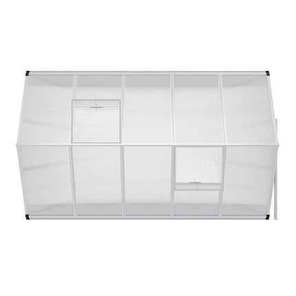 10ft x 6ft Greenhouse Polycarbonate Aluminium Greenhouse with Window and Sliding Door