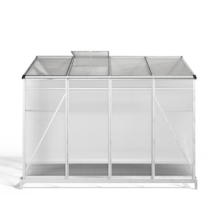 8ft x 6ft Greenhouse Polycarbonate Aluminium Greenhouse with Window, Sliding Door, and Foundation