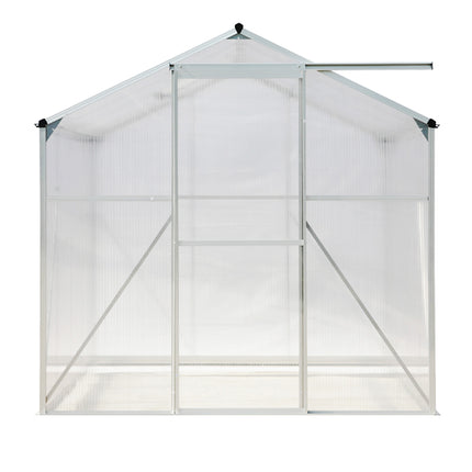 8ft x 6ft Greenhouse Polycarbonate Aluminium Greenhouse with Window and Sliding Door