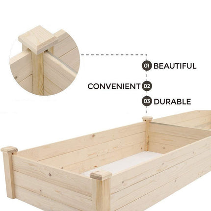 243cm Garden Rectangular Wood Bed Flower Vegetable Plant Seeds Bed
