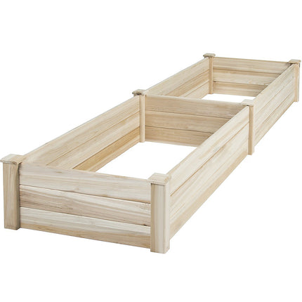 Solid Wood Raised Garden Bed with 2 Compartments