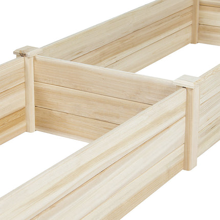 Solid Wood Raised Garden Bed with 2 Compartments
